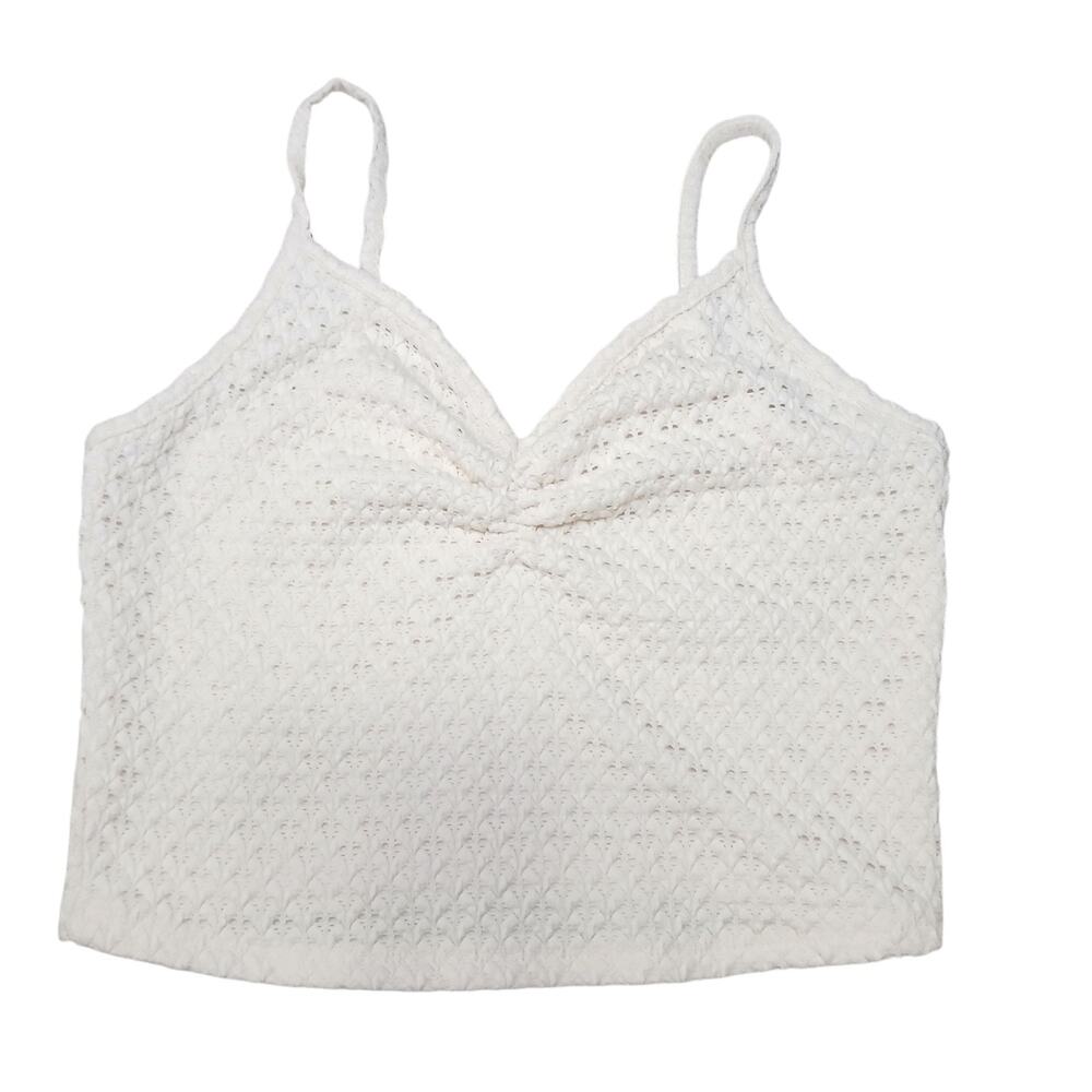 Bozzolo Women’s White Lace Crochet Crop Cami Tank Top Lined Size Small Coquette